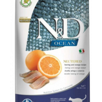 ND Ocean Tahılsız Ringa Balığı ve Portakallı Kısırlaştırılmış Kedi Maması 5kg